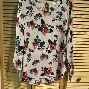 Wishful Park Floral Blouse with Vibrant Colors